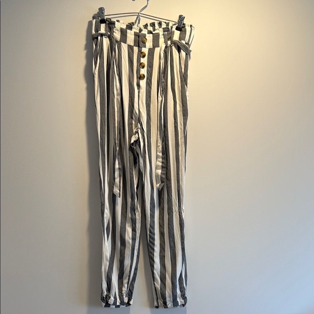 Striped High-Waisted Pants